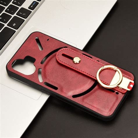 For Nothing Phone 2 Wristband Leather Back Phone Case Red