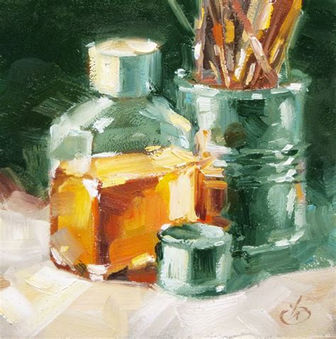 Tom Brown Fine Art Studio Still Life 6x6 Inch Oil Painting By Tom Brown