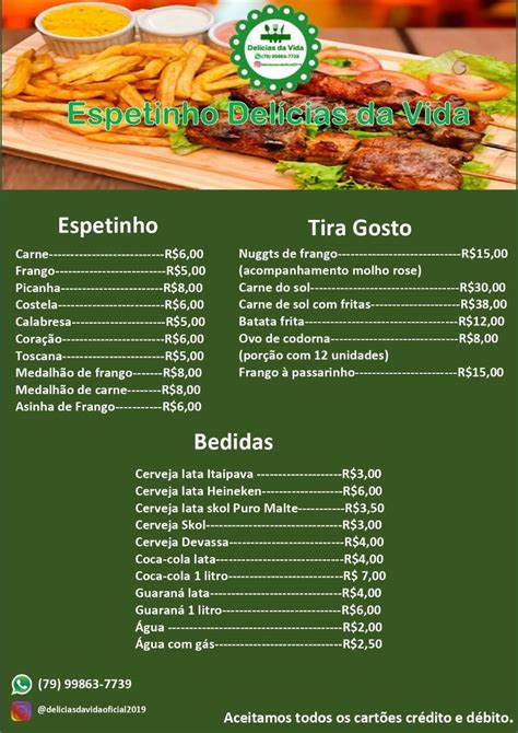 Carta De Espetinho E Restaurante Del Cia Da Belly Aracaju