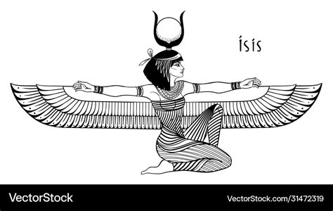 Isis goddess life and magic in egyptian Royalty Free Vector