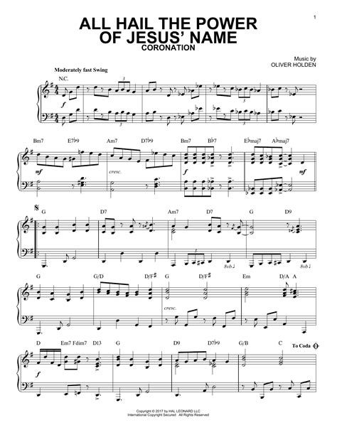 All Hail The Power Of Jesus Name Sheet Music Direct