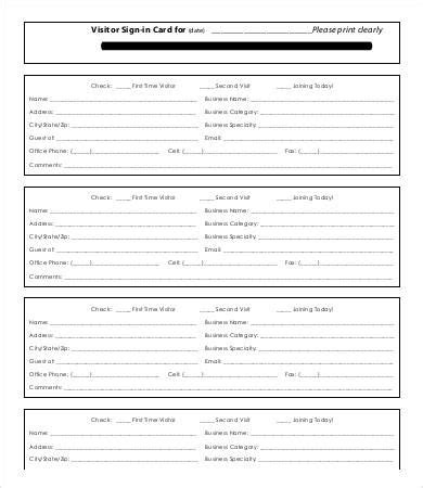 The Visitor Log Form Is Shown In Black And White