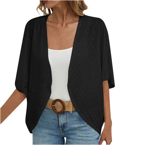 White Short Sleeve Cardigan Plus Size Shrugs For Women Solid Shrug For