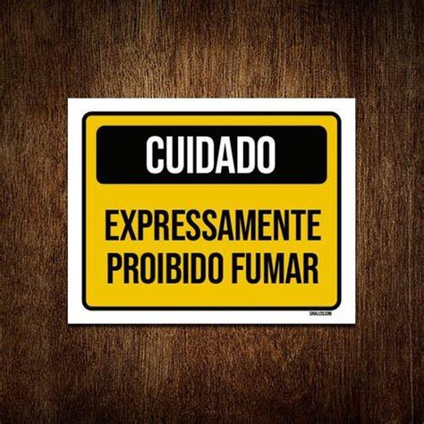 Placa Sinalização Cuidado Expressamente Proibido Fumar 27x35 Sinalizo