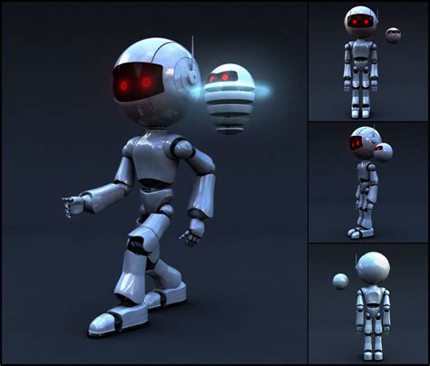 D Model Robot Full Body Rigged Character Vr Ar Low Poly Rigged