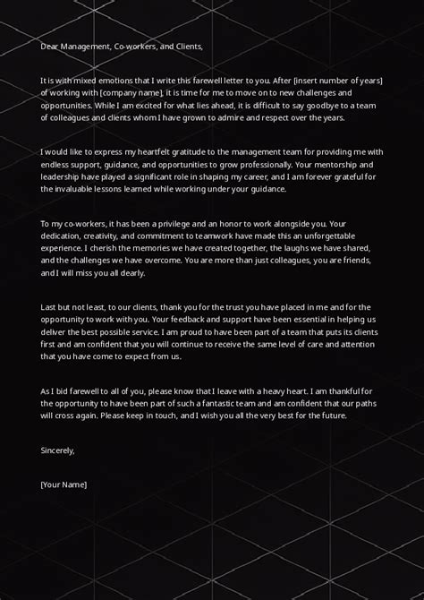 Farewell Letter