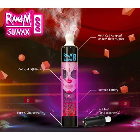 Randm Sunax Puffs Disposable Vape Pod Device Cbd Thc Hhc Device