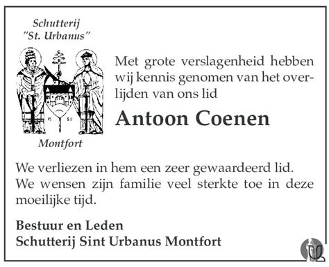 Antoon Coenen Overlijdensbericht En Condoleances Mensenlinq Nl