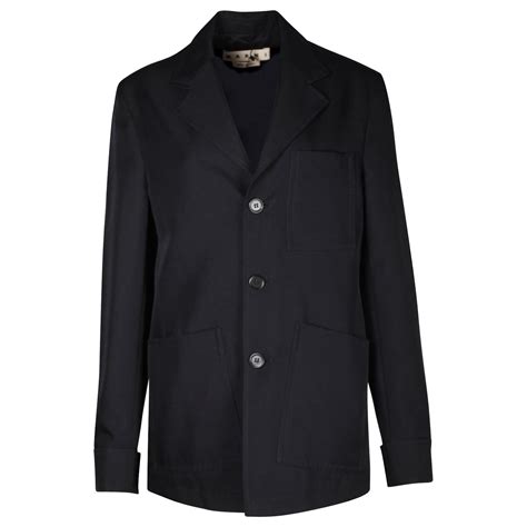 Marni Single Breasted Blazer In Navy Blue Polyester Ref 1082094 Joli