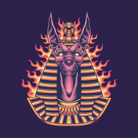 Feuer Brennende Anubis Logo Illustration Premium Vektor