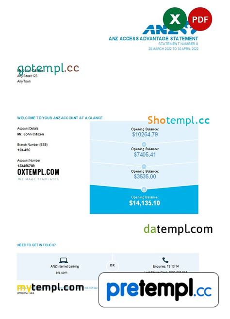Australian Anz Bank Statement 3 6 Months Easy To Fill Example In