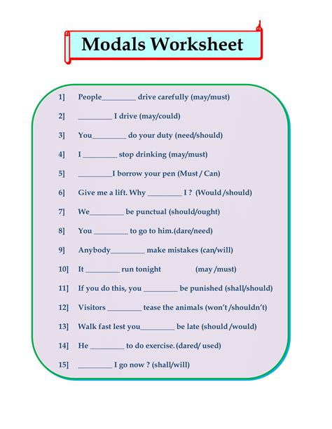 20 Worksheet Classtest Modals English With Pk99 English Modals Test