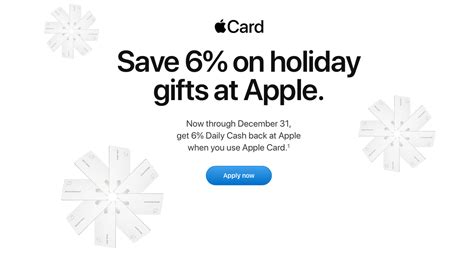 For the holidays, Apple Card gives 6% cashback on all Apple Store ...