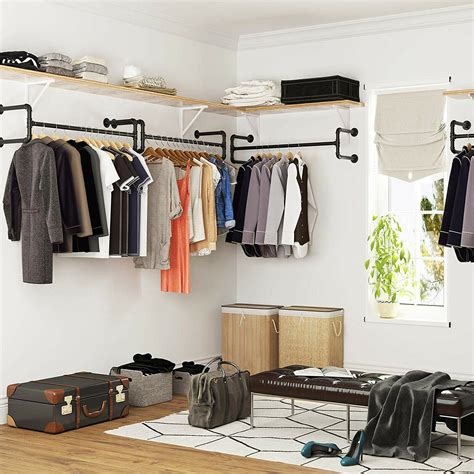 Retro Clothes Rail Garment Rack Clothing Hanger Wall Mounted