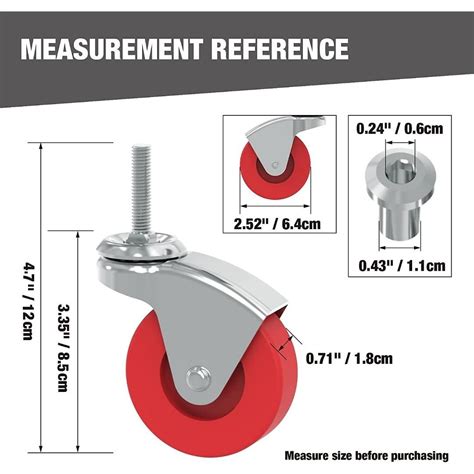 Instock Big Red 25 Inch Stem Caster Wheels Set Of 6heavy Duty 360