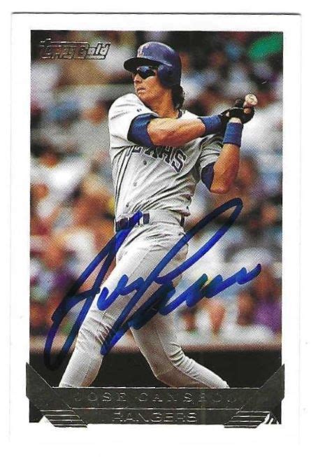 Autographed JOSE CANSECO Texas Rangers 1993 Topps Gold Card Main Line