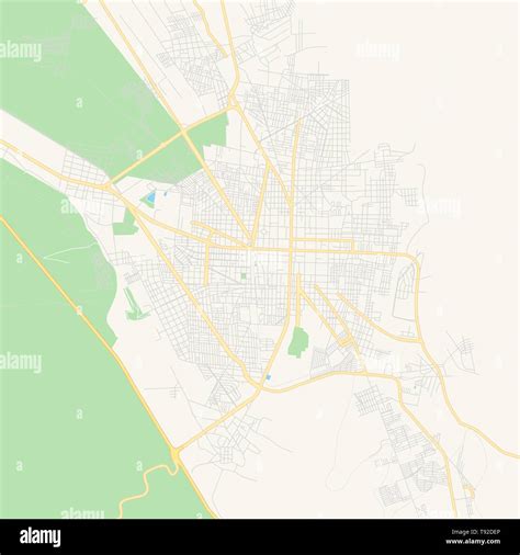 Mapa De Vectores Vacíos De Tehuacán Puebla México Carretera