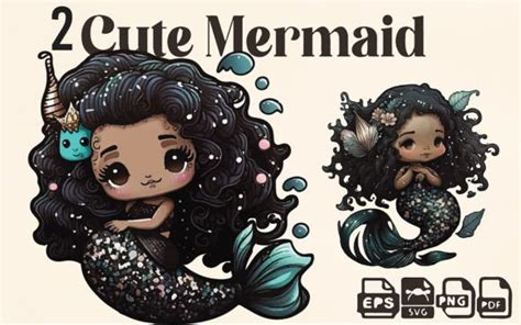 Cute Mermaid Sublimation Clipart Bundle Graphic By M Design Creative