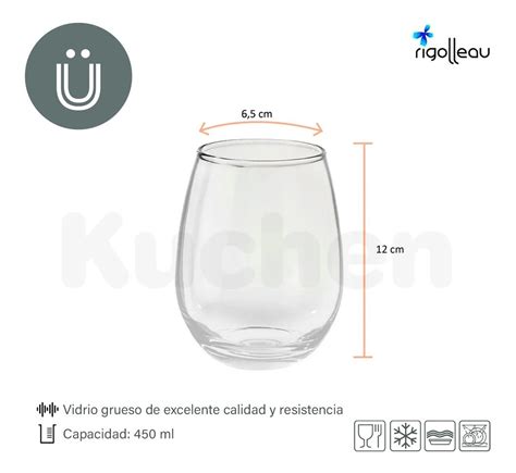 Vaso Vidrio Copa S Tallo Cop N Vino Gourmet Rigolleau X Kuchenbazar