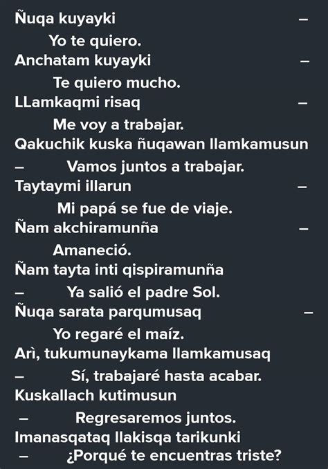 me podrían decir oraciónes en quechua con el color anaranjado xfis