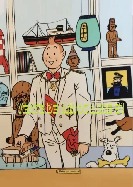 TINTIN OFFICIER de l ordre du Pélican affiche plastifié EUR 6 00