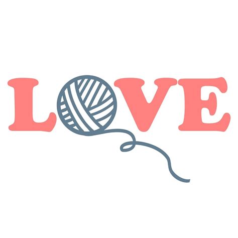 Premium Vector Text Love With Yarn Ball Knitting Logo Symbol Vector