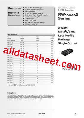 RW 0505S Datasheet PDF Recom International Power