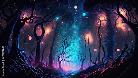 anime magical space forest wallpaper with delusion and illusion effect ...