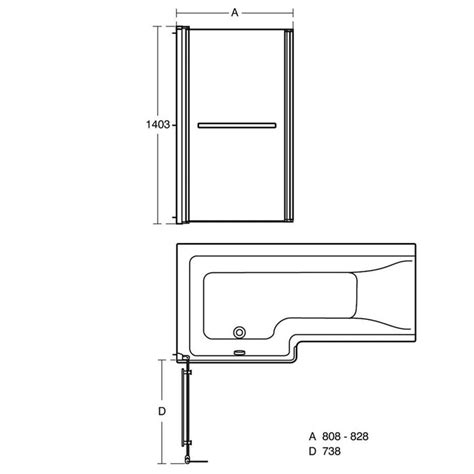 Ideal Standard Concept Square Shower Bath Screen Clear Glass Bright