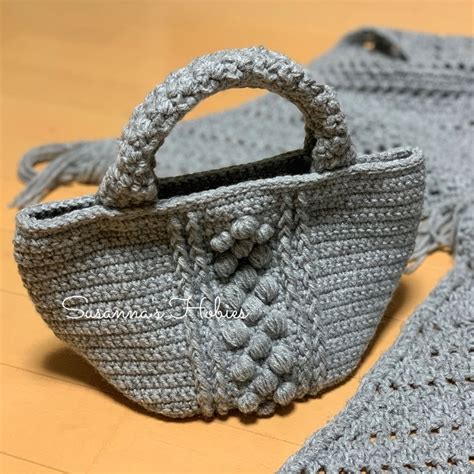 かぎ針編み（crochet「メランジで編むバッグ③しっかり持ち手の編み方 Mini Tote Handle」