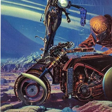 Infernal Motorbiker Vintage Sci Fi Art By Bruce Stable Diffusion