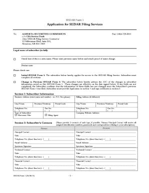 Fillable Online Application For SEDAR Filing Services Fax Email Print