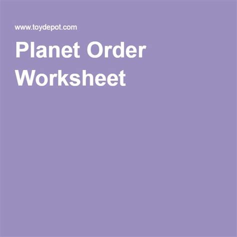 Planet Order Worksheet | Planet order, Worksheets, Thematic units