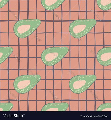 Green Avocados Doodle Seamless Pattern Hand Drawn Vector Image