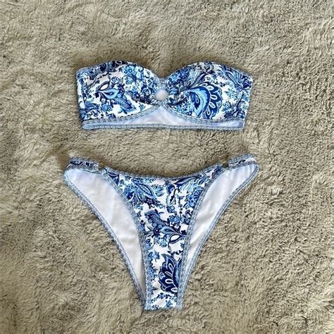 Swim Blue And White Paisley Bikini Set Poshmark