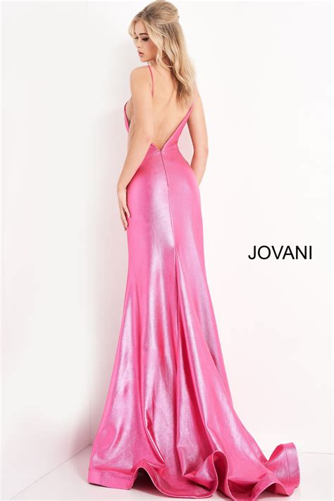 Jvn 06525 Hot Pink High Slit Fitted Prom Dress