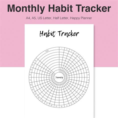 Habit Tracker Circle Happy Planner Insert Daily Planner Etsy