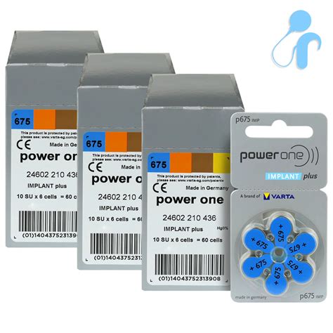 Batteries VARTA 675 Power One IMPLANT PLUS 3x BOXES 180 Pcs