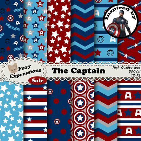 The Captain Digital Paper Inspired By Captain America Comes Etsy