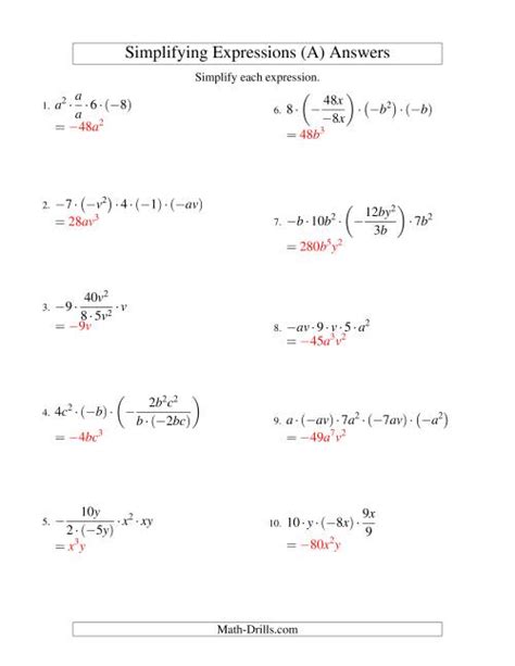 Simplifying Algebraic Expressions With Two Variables And Five Terms Multiplication And Division