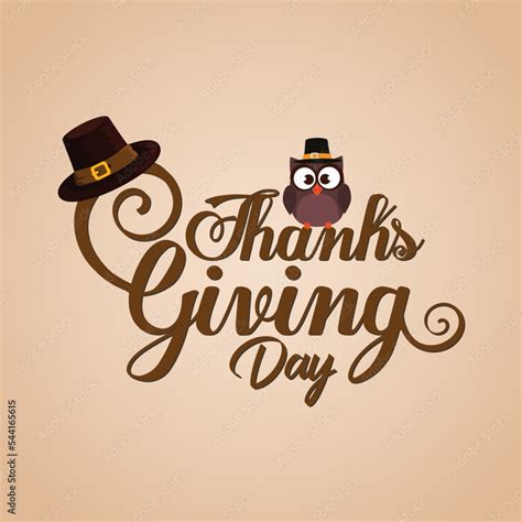 Happy Thanksgiving Day Calligraphy With Turkey Clipart Template Stock