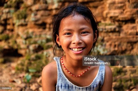 Portrait Of Happy Cambodian Girl Cambodia Stock Photo Download Image