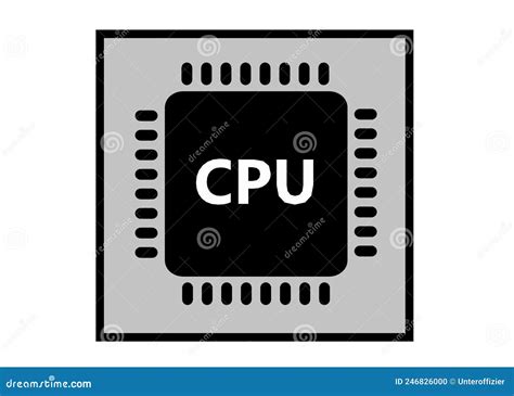 A Simple Outline Shape Symbol Of A Central Processor Unit Cpu For A