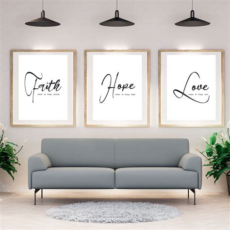 A Set Of 4 Printable Art Faith Hope Love Modern Home Office Home