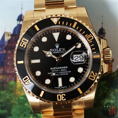 Above Sea Level Rolex Mm Submariner K Yellow Gold Black Dial