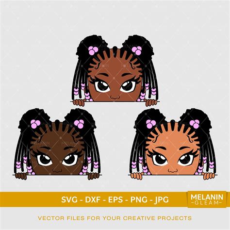 Double Afro Puff Side Peek Digital Svg Dxf Eps Png Melanin Peekaboo