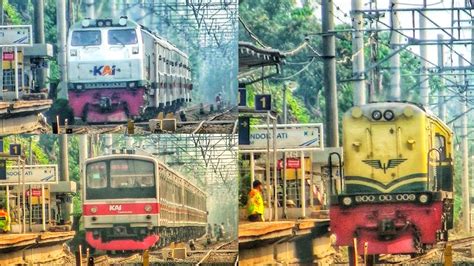 RAMAINYA KERETA API DI STASIUN PONDOK JATI PERLINTASAN KERETA API