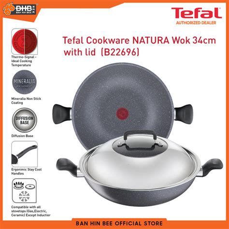 Tefal Cookware Natura Wok 34cm With Lid B22696 Lazada