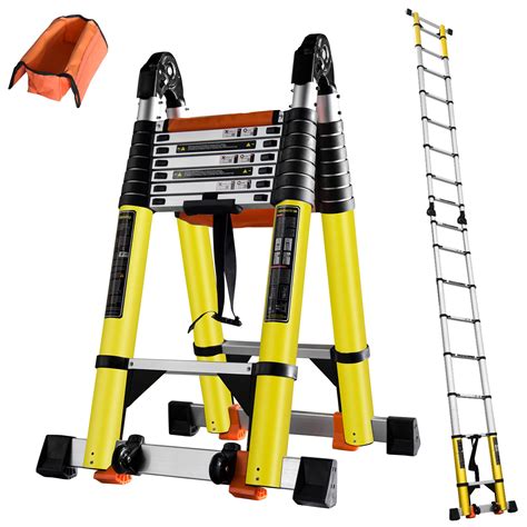 Buy Ft Telescoping Ladder W Stabilizer Wheels Cargo Hold Adjustable