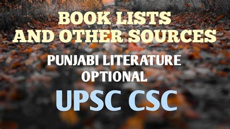 Upsc Book List For Punjabi Literature Optional Upsc Youtube